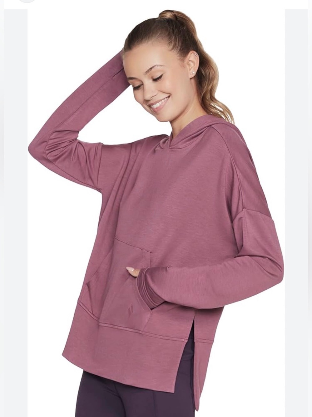 Skechers Go Walk Relaxed Fit Hoodie Mauve Size M Excellent Beach Stretch Lounge